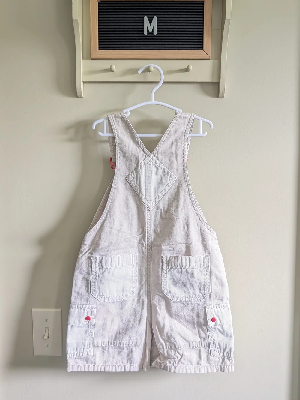 Gymboree White Denim Kids Overalls with Colorful Accent Buttons