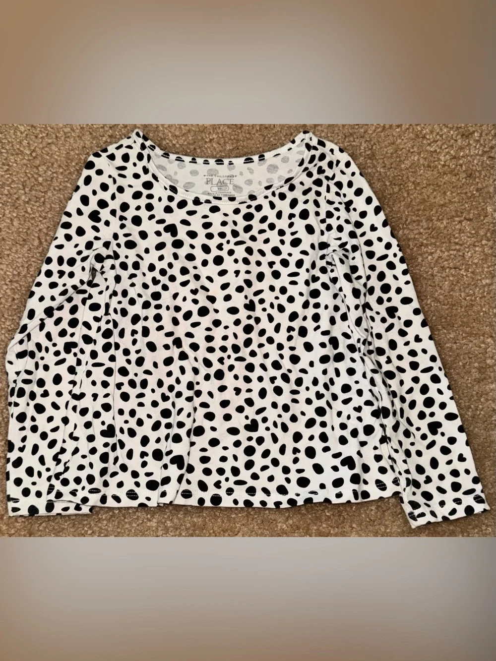 The Children's Place Black & White Long-Sleeve Dalmatian Print Tee
