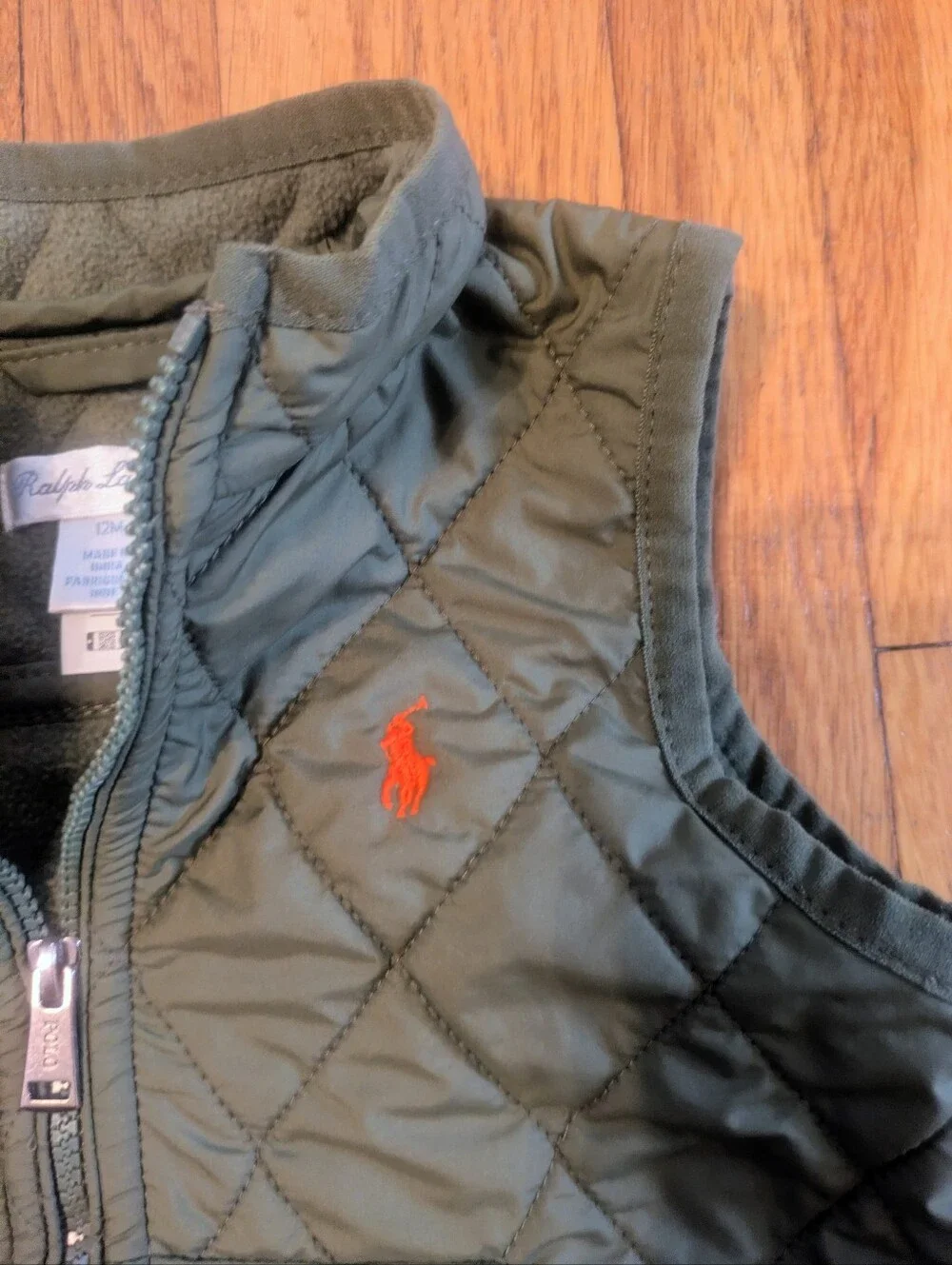 Polo Ralph Lauren Boys Quilted Fleece-Lined Vest Olive green 12M