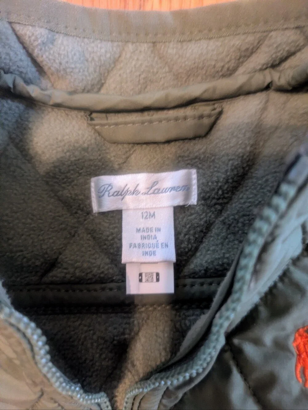 Polo Ralph Lauren Boys Quilted Fleece-Lined Vest Olive green 12M