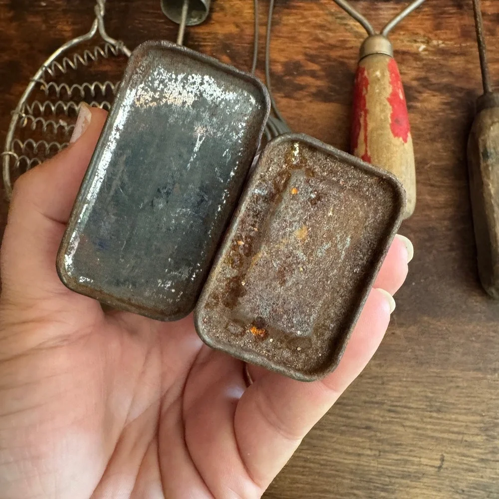 Vintage Kitchen Utensils Lot‎ Red Wood Metal McCormick Spice Tins Decor