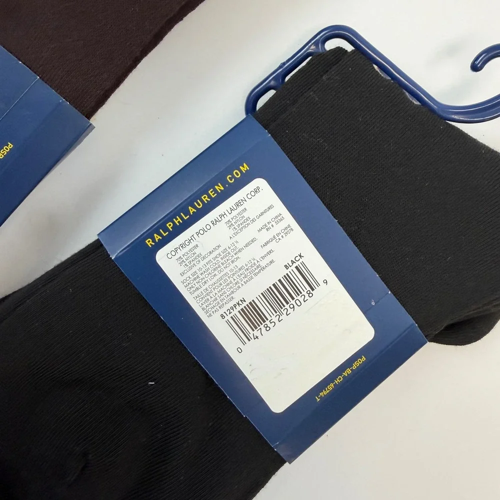 Polo Ralph Lauren Mens Dress Socks 9 Pairs Lot Black Brown Khaki Size 10-13 NEW