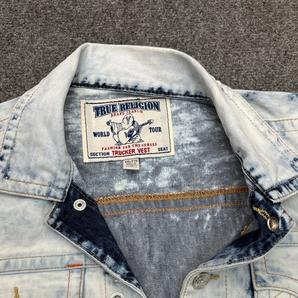 True Religion Acid Wash Denim Vest