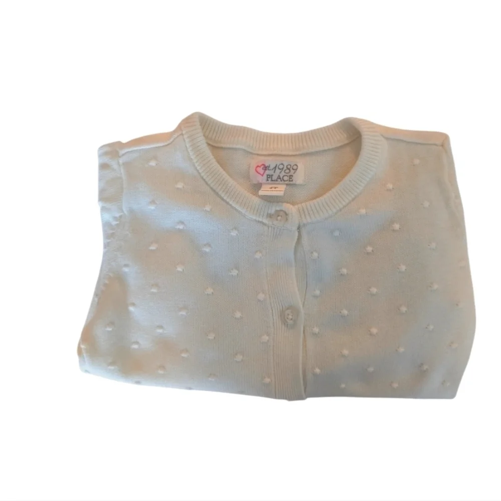 Children's Place Girls Cotton White Cardigan Sweater Size 4T