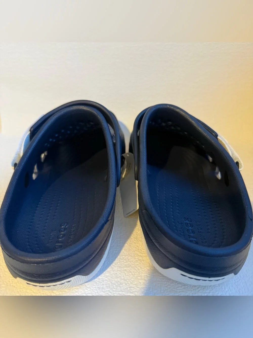 Crocs Swiftwater Deck Clogs Men’s 11 Navy White Water Shoes NWT