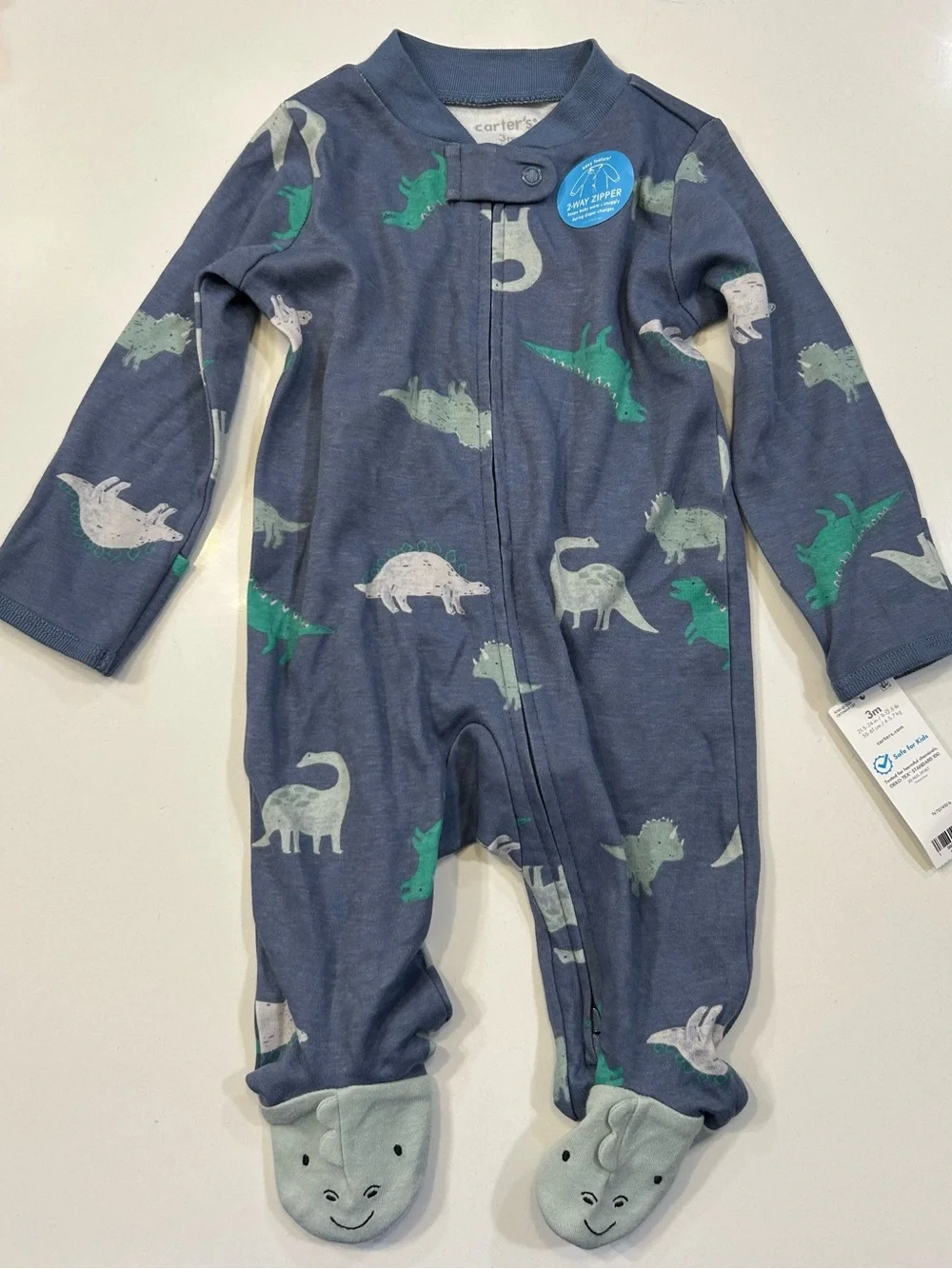 NEW Carter’s Dinosaur Footie, 0-3 Months
