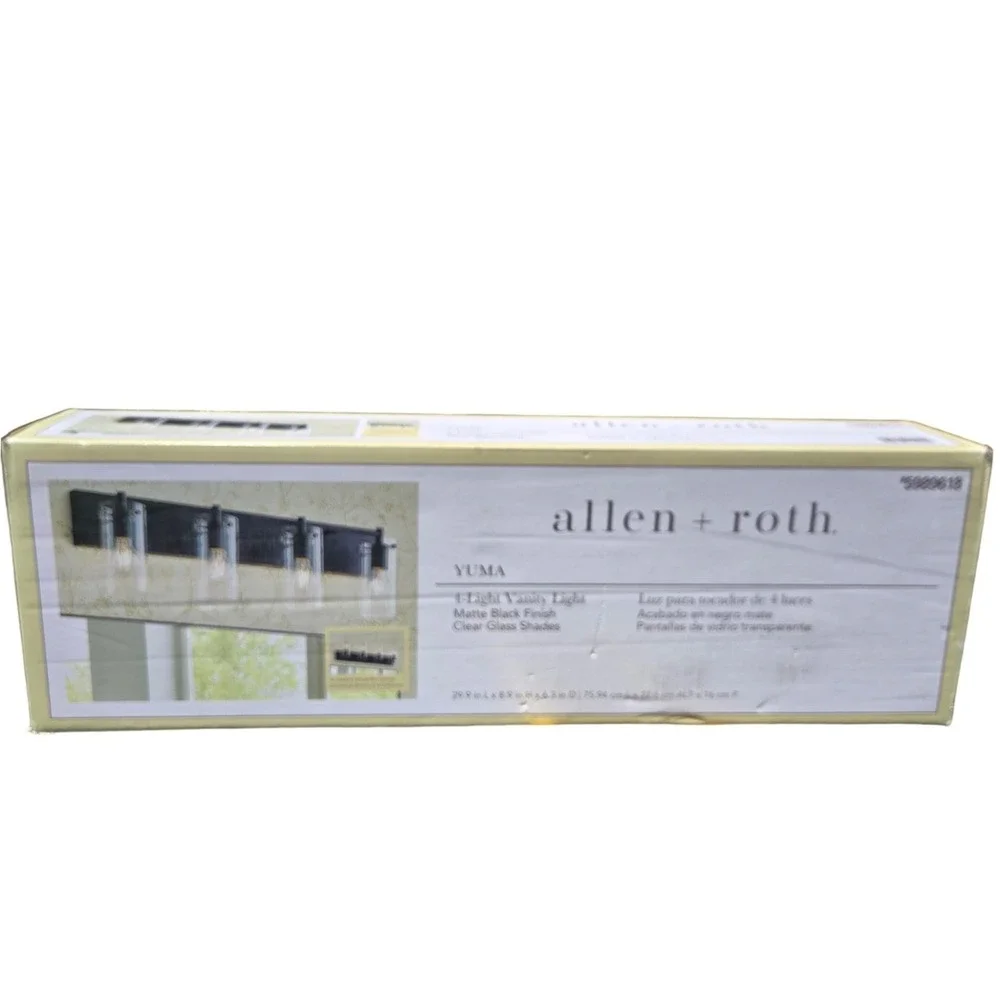 allen+roth Yuma Matte Black Bathroom Vanity Fixture Glass Shade Only