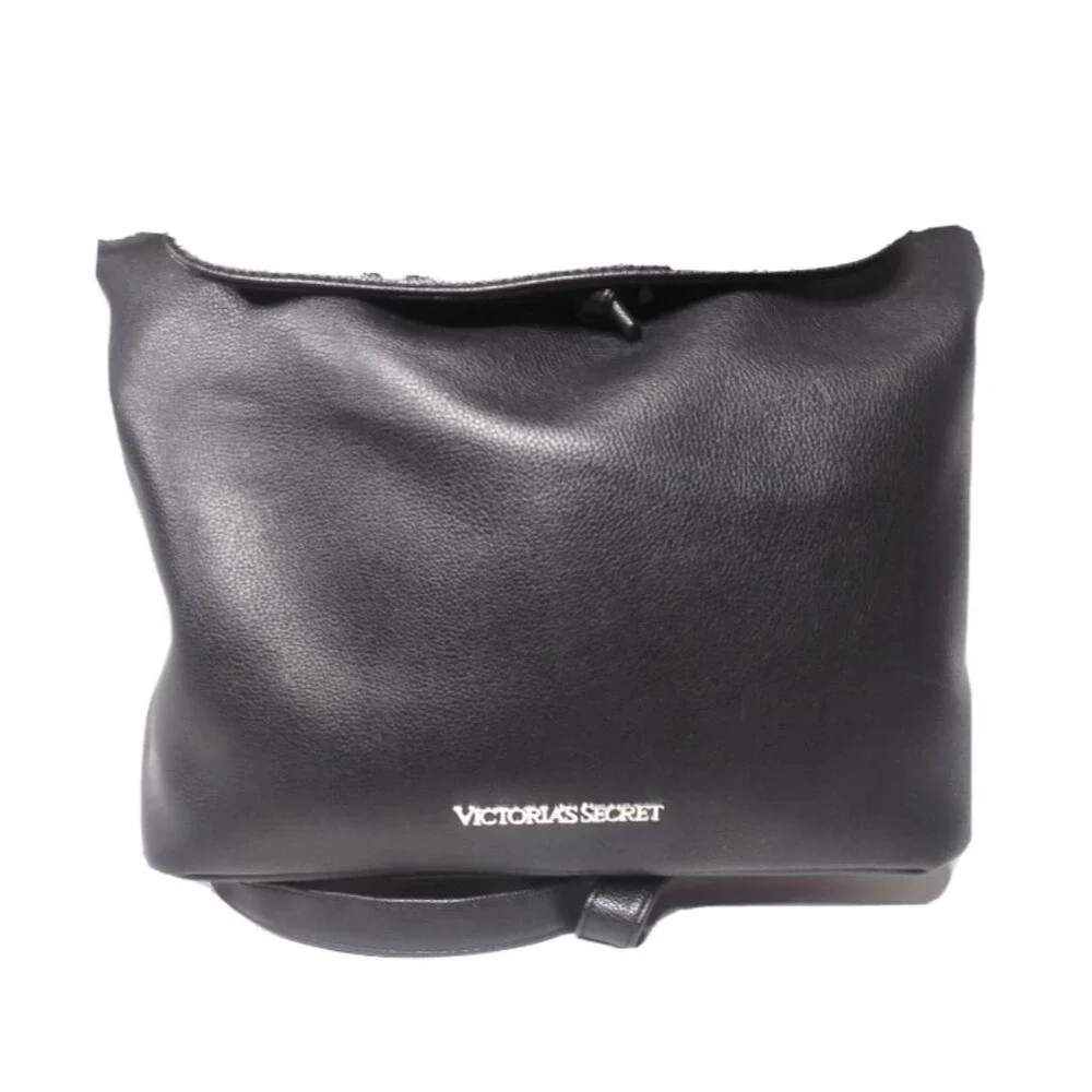 Victoria Secret Backpack Bag Black Faux Leather Purse Retail $85