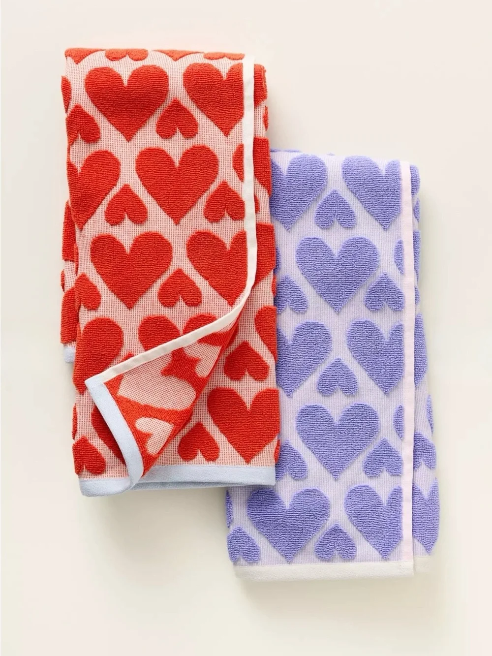 NEW Anthropologie Icon Jacquard Dish Towels, Set of 2, Hearts