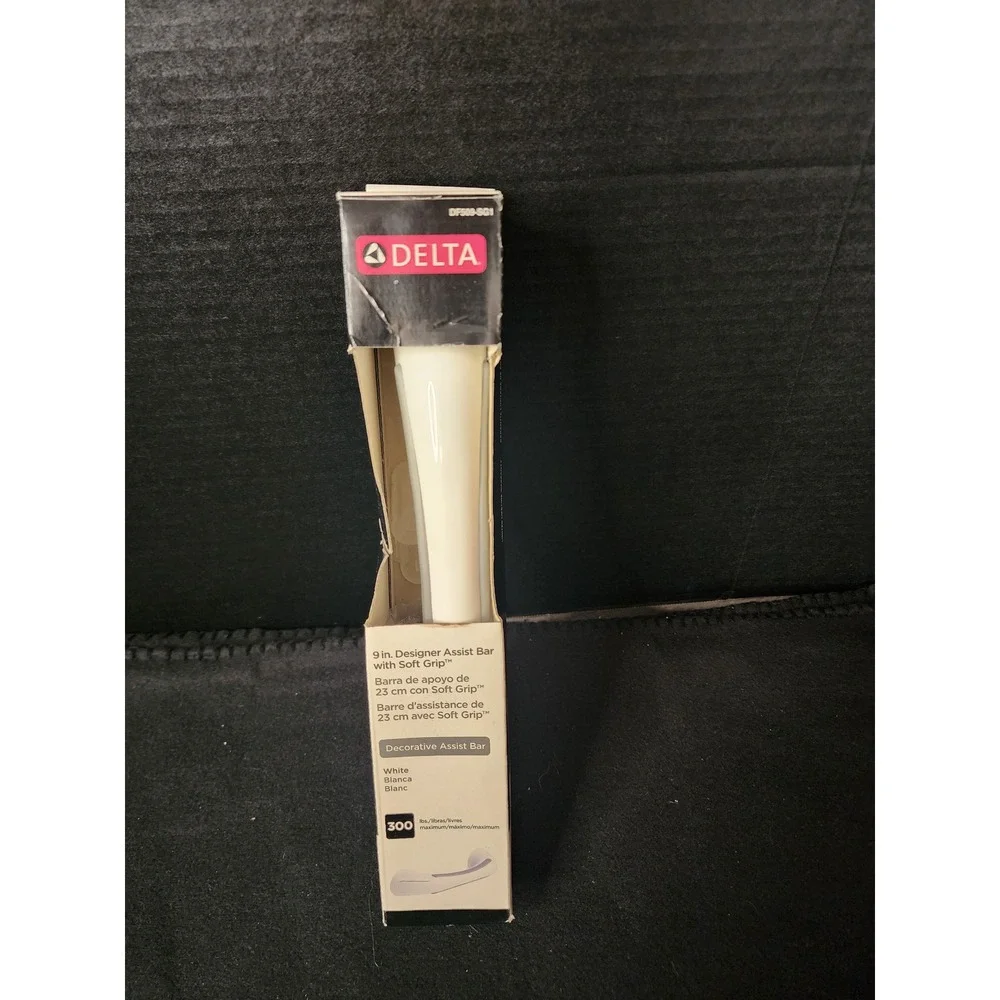 Delta 9 inch Designer Assist Bar White Soft Grip Grab Bar DF509-SG1