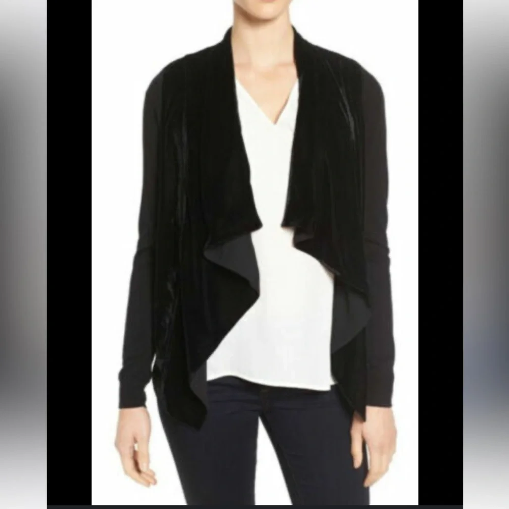 Michael Kors Black Draped Open Front Jacket