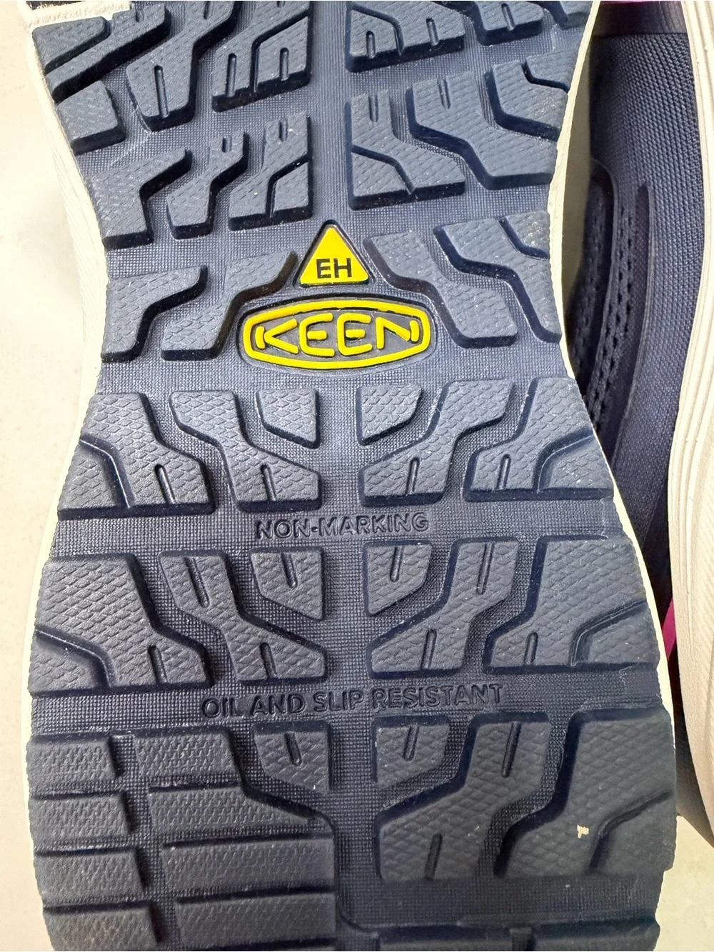 KEEN Utility Minneapolis Women's Carbon Safety Toe Work Sneaker Navy Pink, 9