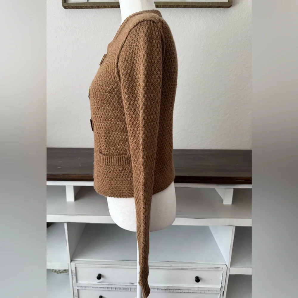 Tory Burch Ross Cardigan Toggle Sweater Wool Alpaca Camel Women's‎ Size XS P