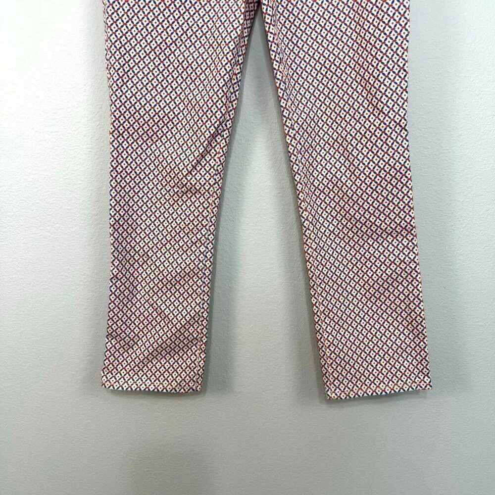 Tory Burch Womens Regan Cropped Straight Leg Jeans Geometric Cream Size 27 Women