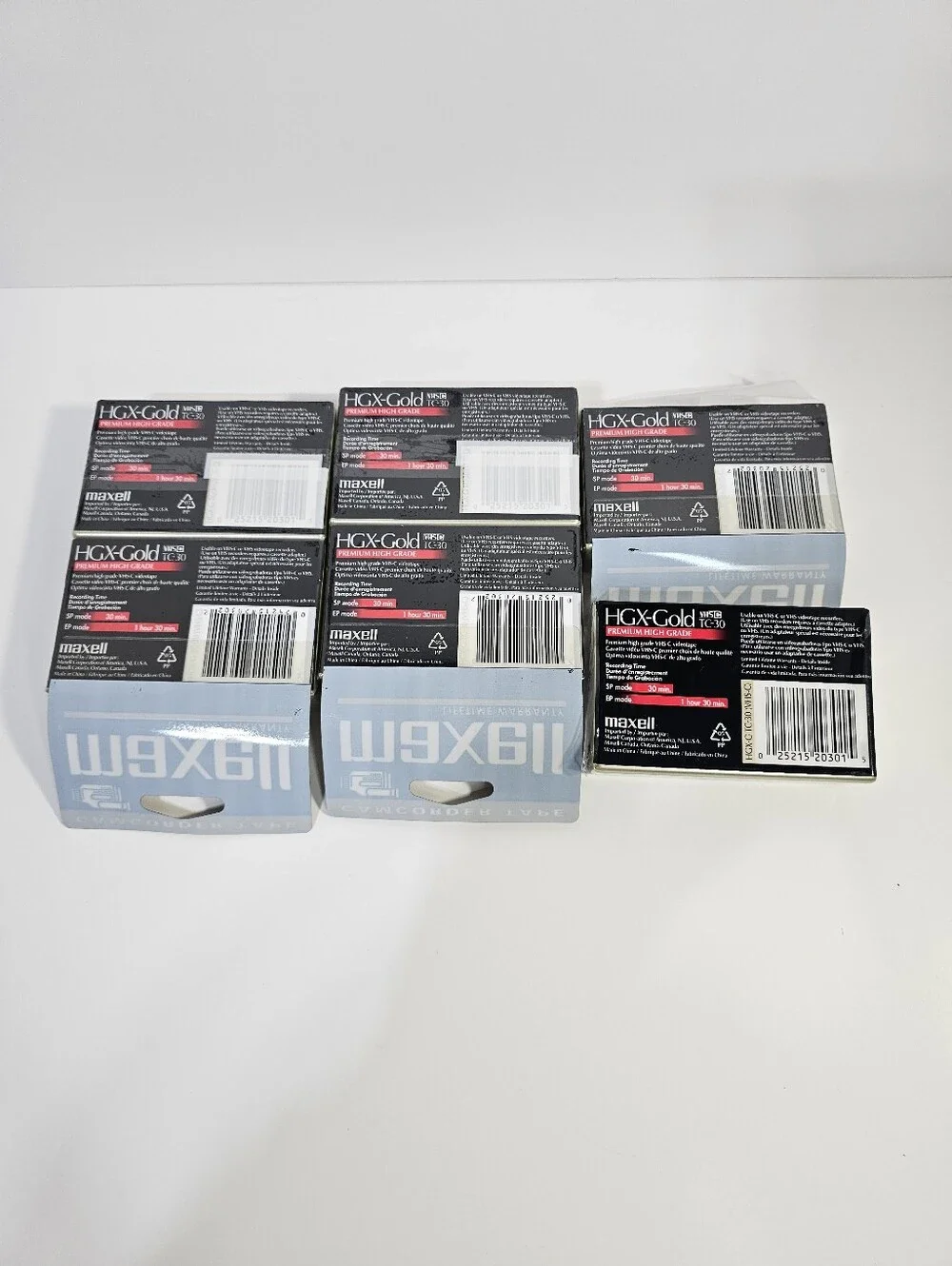 VHS-C TC-30 HGX-Gold Premium High Grade Cassette Pack - Gold/Black 6 Cassettes
