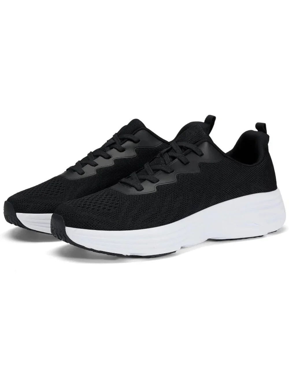 Men's Black Running Shoes Lightweight Breathable Walking Shoes Non Slip Sneakers