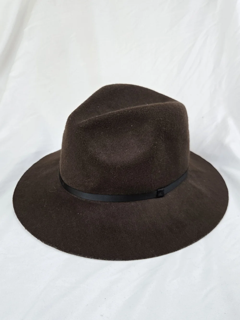 CAPE LUBY Brown Wide Brim Fedora Hat Black Ribbon One Size