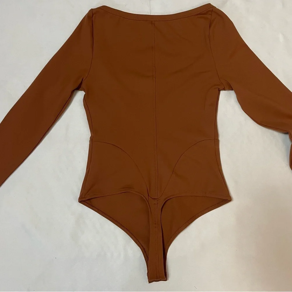 New Free People Long Sleeve Brown Bodysuit Size XS