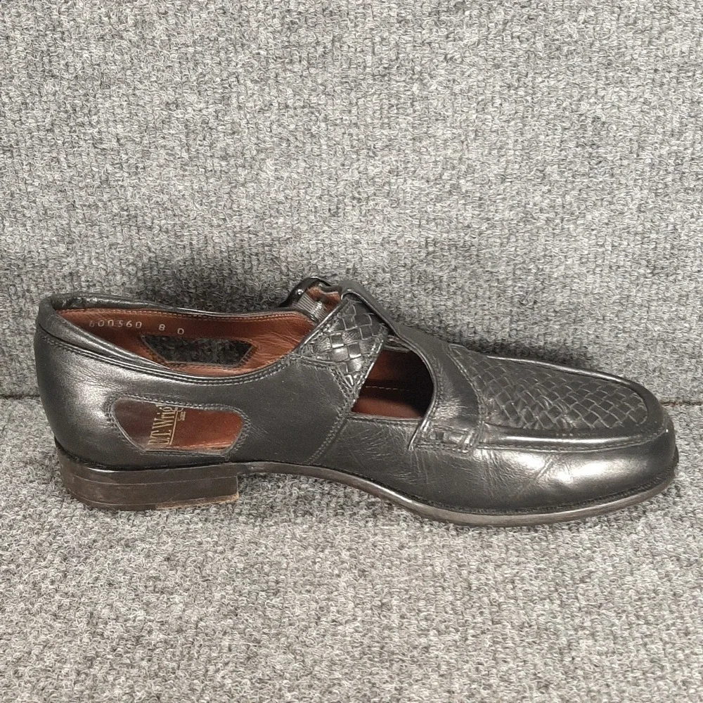 E.T. Wright Woven Leather Fisherman Sandals 55835 Men's 8 D Made In Italy Black