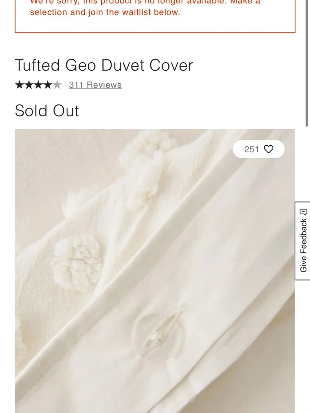 Urban Outfitters cream duvet