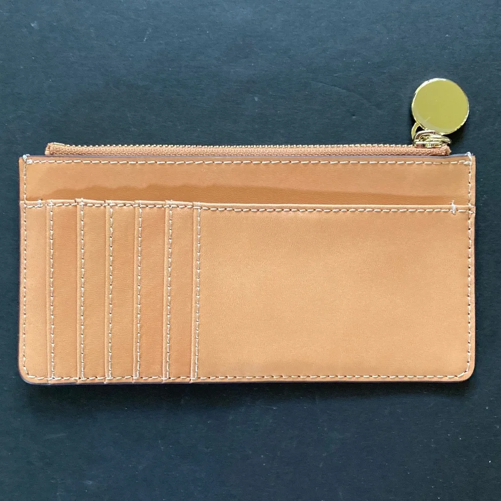 G.I.L.I. Leather Zip Top Card Case - Lucca/Terra Smooth/Gold Tone/NEVER USED!
