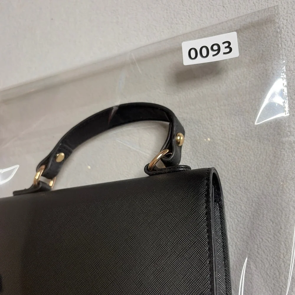 Black Heart Closure Crossbody Top Handle Handbag Women Small Textured Gold Tone