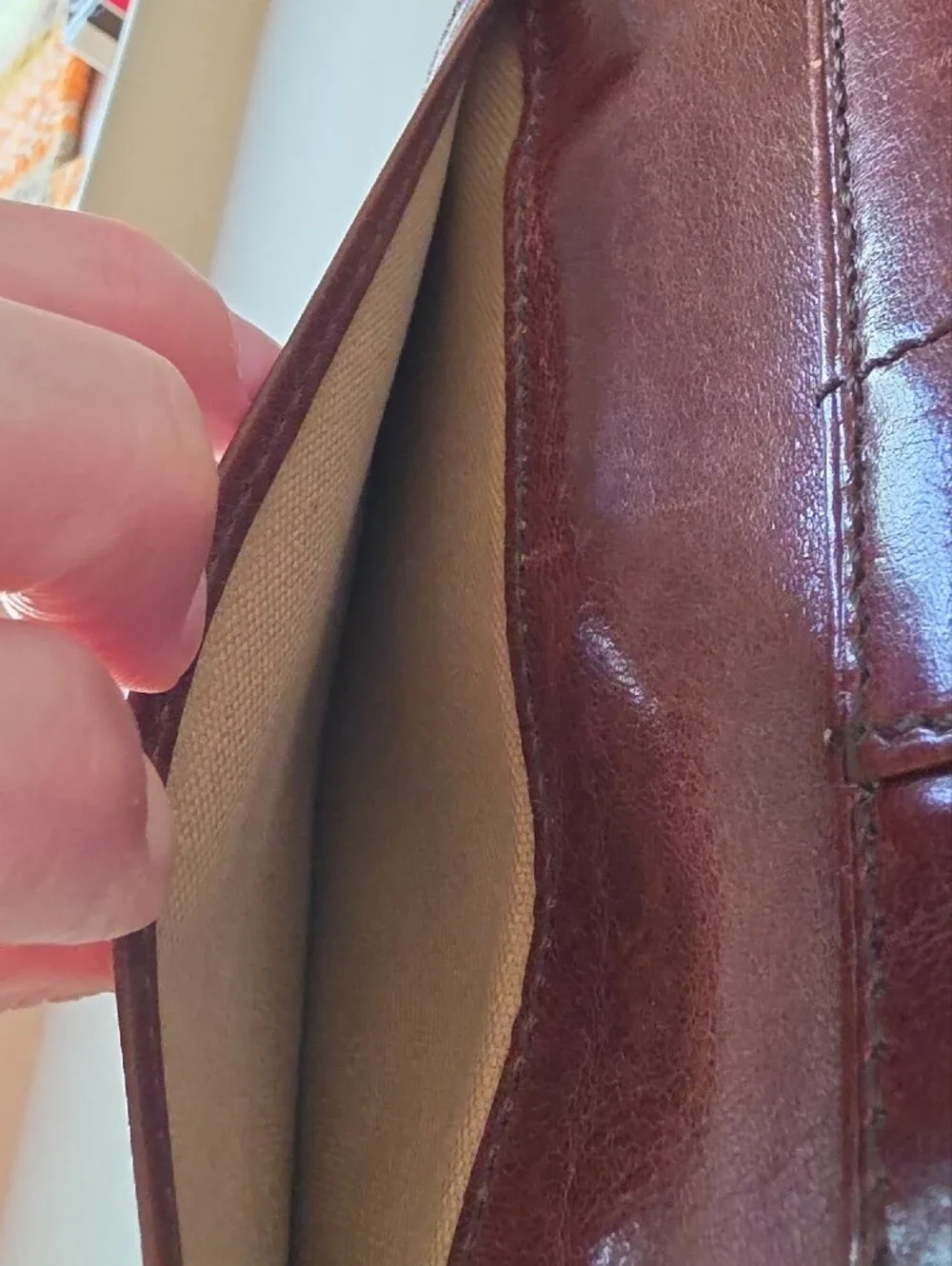 Ralph Lauren Cognac Brown Leather Clasp Wallet