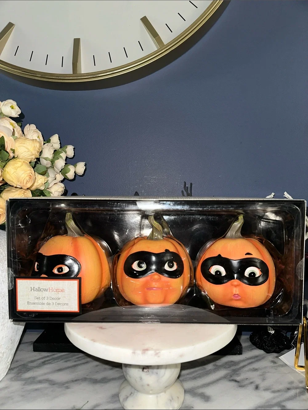 Orange Masked Pumpkin Trio - Halloween Face Décor