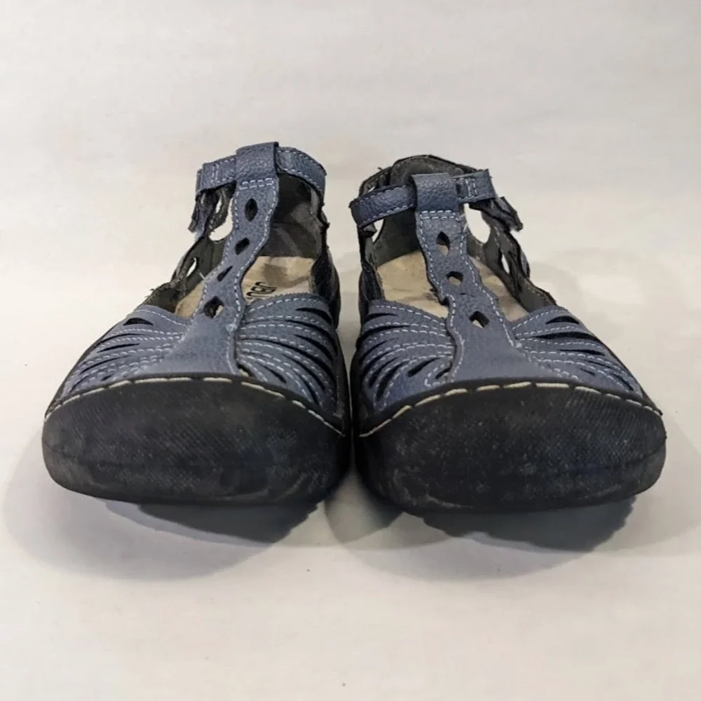 JBU by Jambu Wildflower Blue Vegan Leather Cutout Mary Jane Sandals Womens 6M