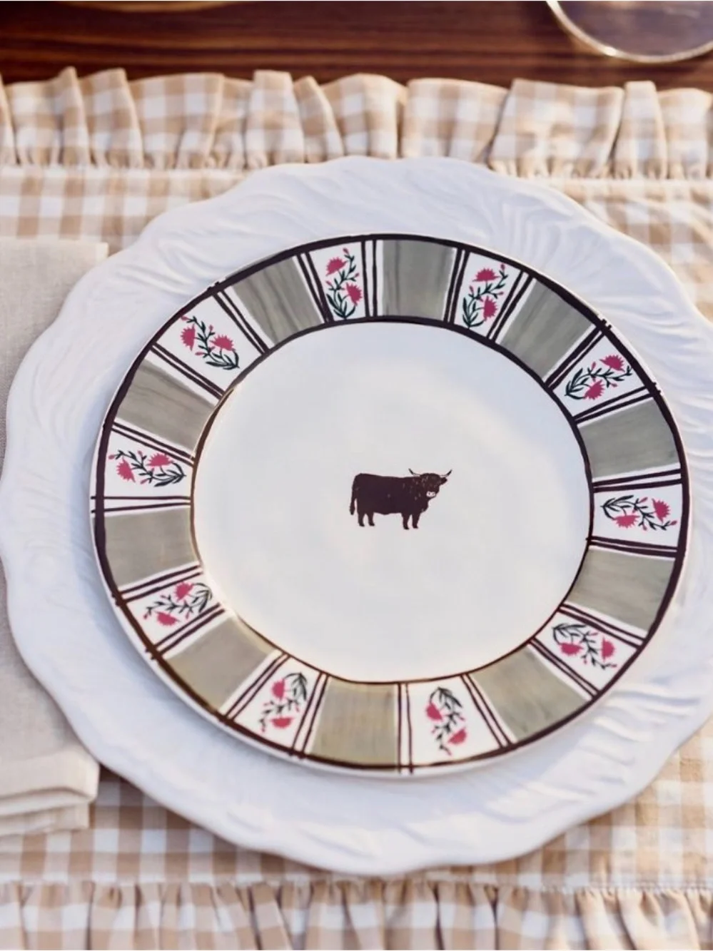 Anthropologie Millie Stoneware Dessert Plate COW 🐄 New