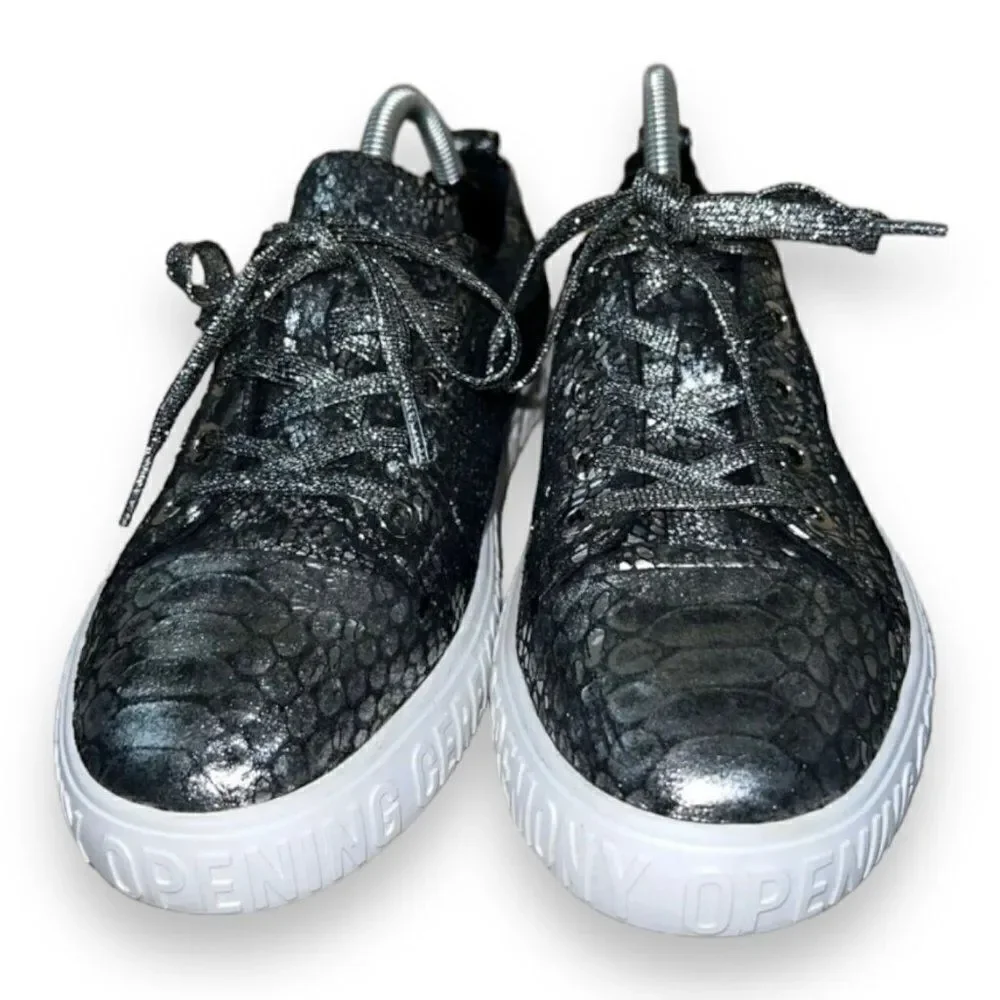 Opening Ceremony Mina Logo Metallic/Black Snake Skin Print‎ Sneakers Women's 6