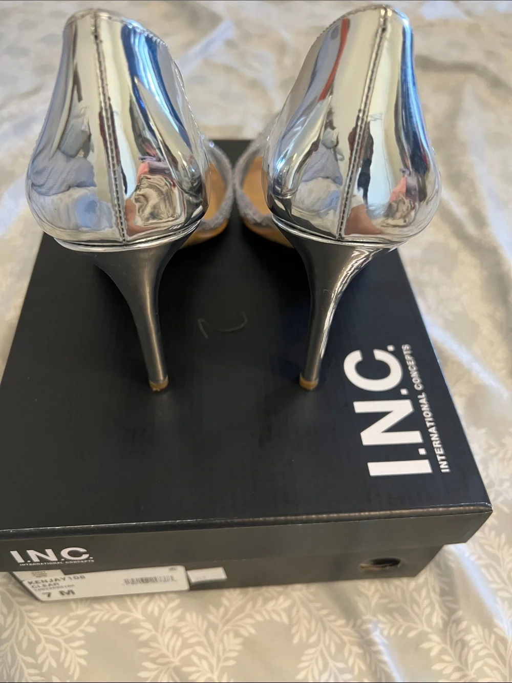 INC International Concepts Silver Crystal-Embellished Pointed Pumps