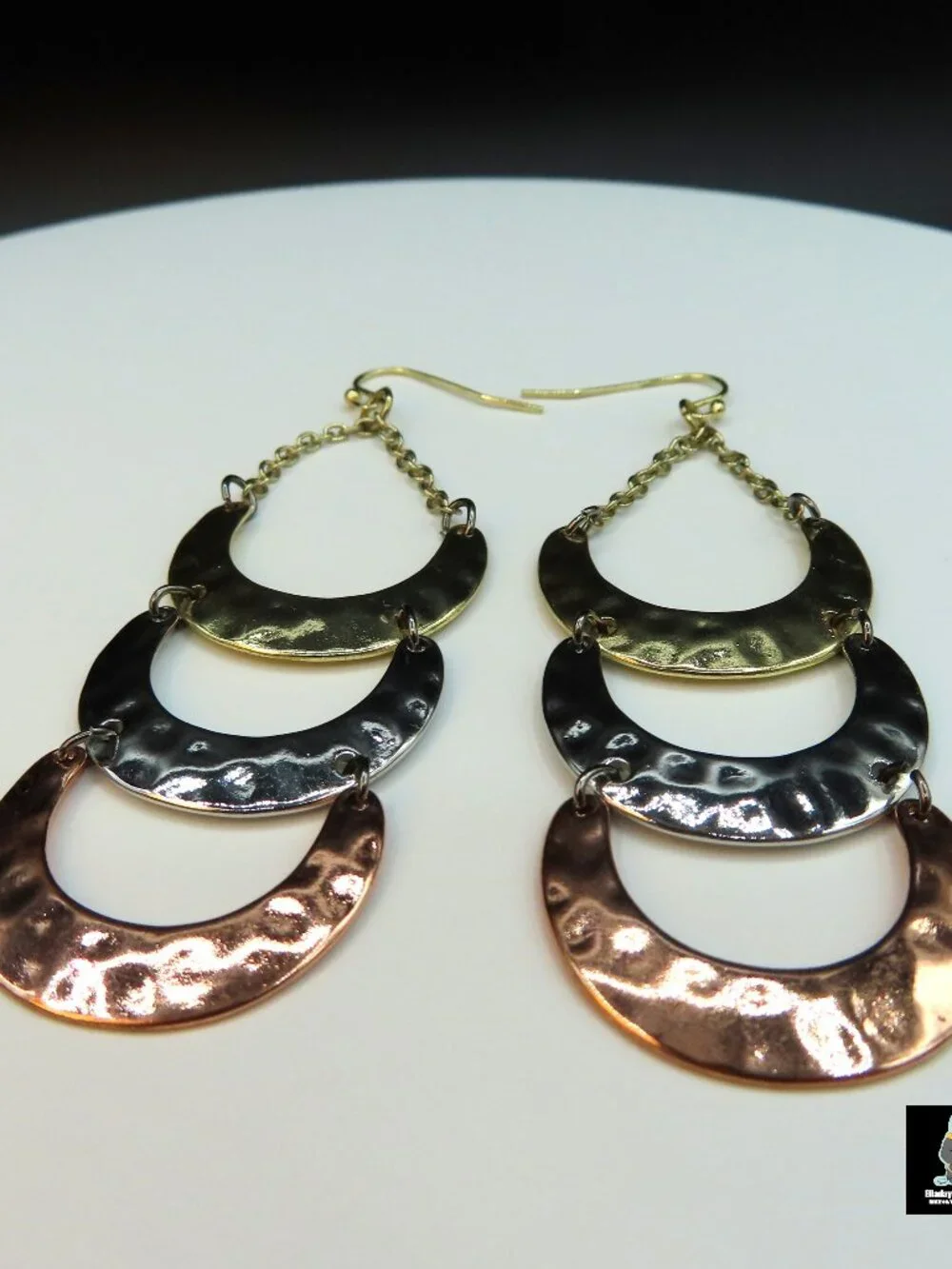 Multi Colored Metal Dangle Earrings