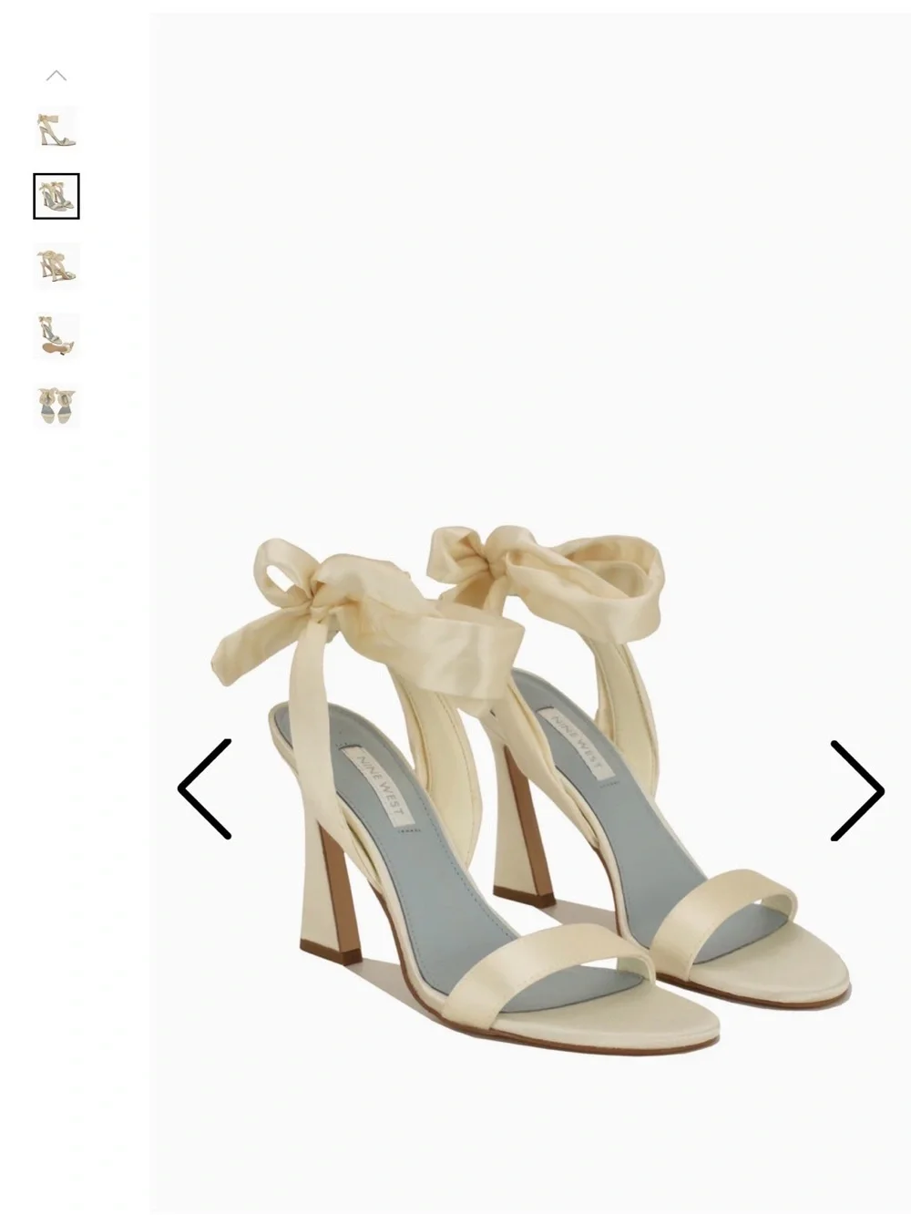 Nine West Kelsie7 6M Women’s White Satin Tie-Ankle Heel