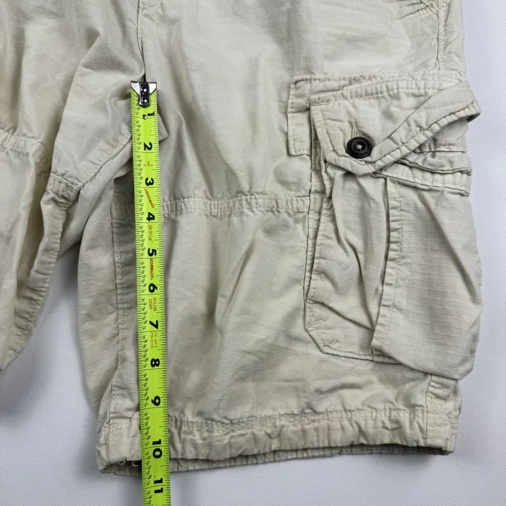American Eagle Cargo Shorts Men 31 Khaki Ripstop Multi Pocket Cotton Outdoor