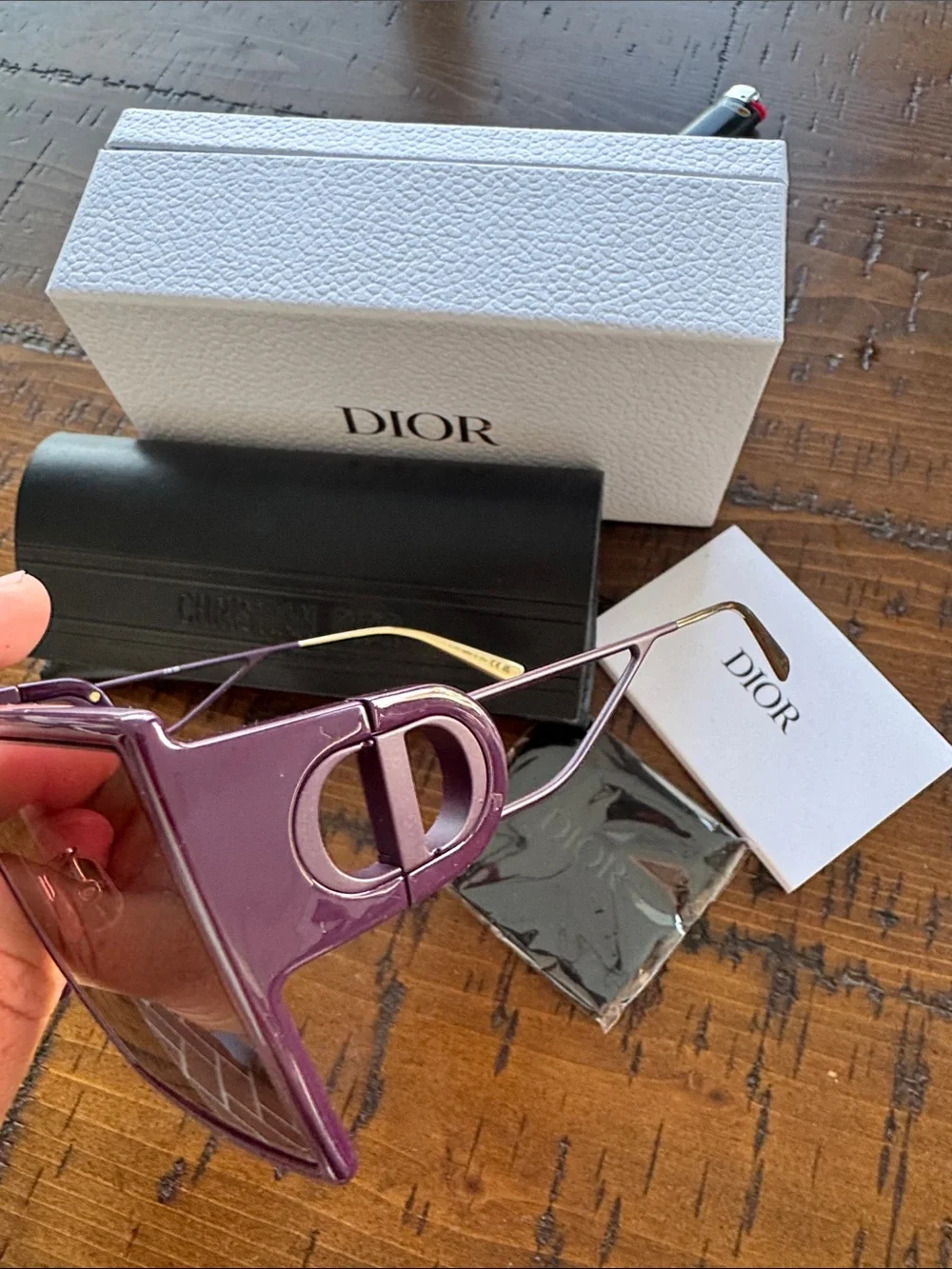 Dior gold purple trim