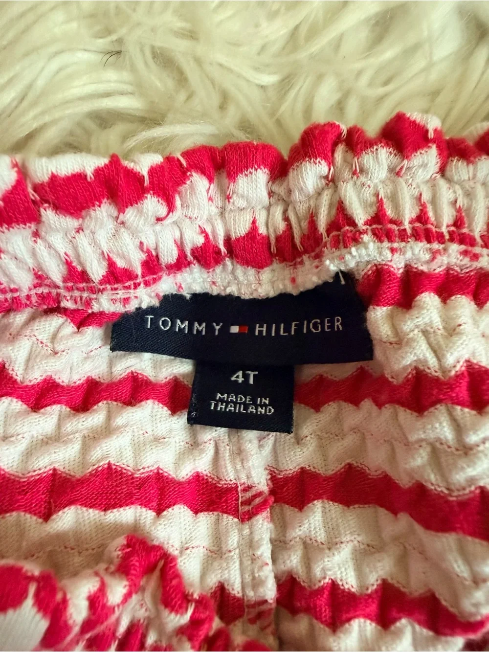 Tommy Hilfiger Girls 4T Pink White Textured 2-Piece Shorts Set