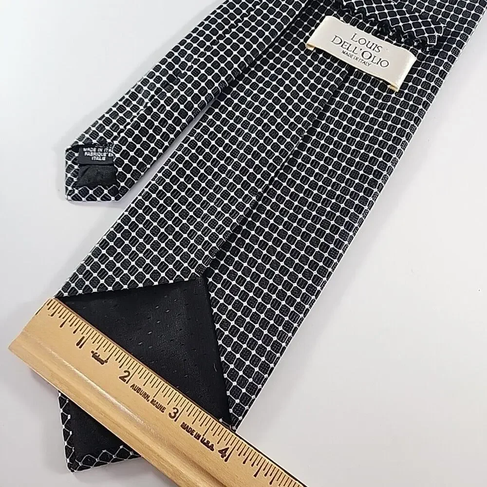 Louis Dell 'Olio Dark Gray Patterned Silk Tie Necktie - Made in Italy - Like New