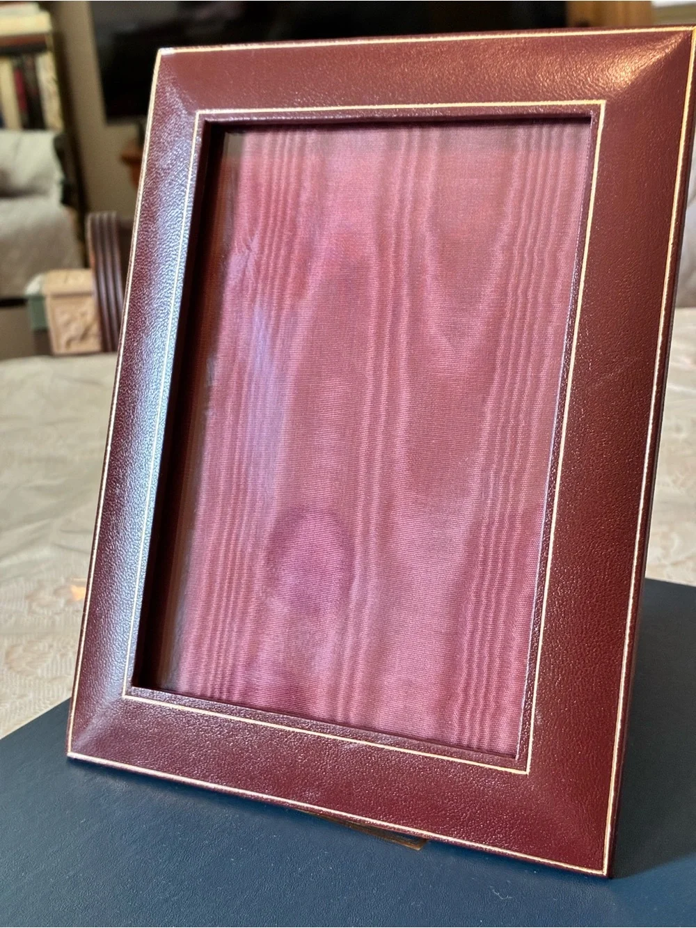 Vintage Brooks Brothers Burgundy Leather Larger Frame with Gold Accent- Italian