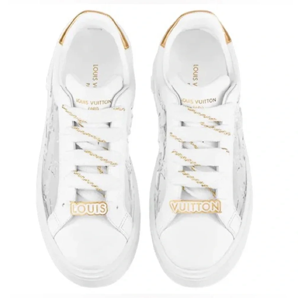 Louis Vuitton Time Out Sneakers Clear PVC White Gold Platform EU 37.5 (~ US 7)