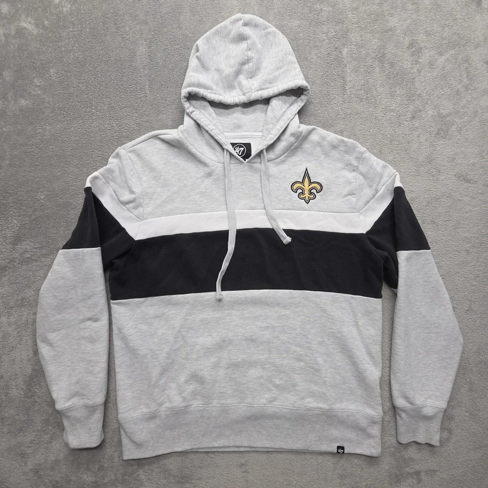 New Orleans Saints '47 Hoodie Mens XL Gray Pullover Hooded Lined Fleece