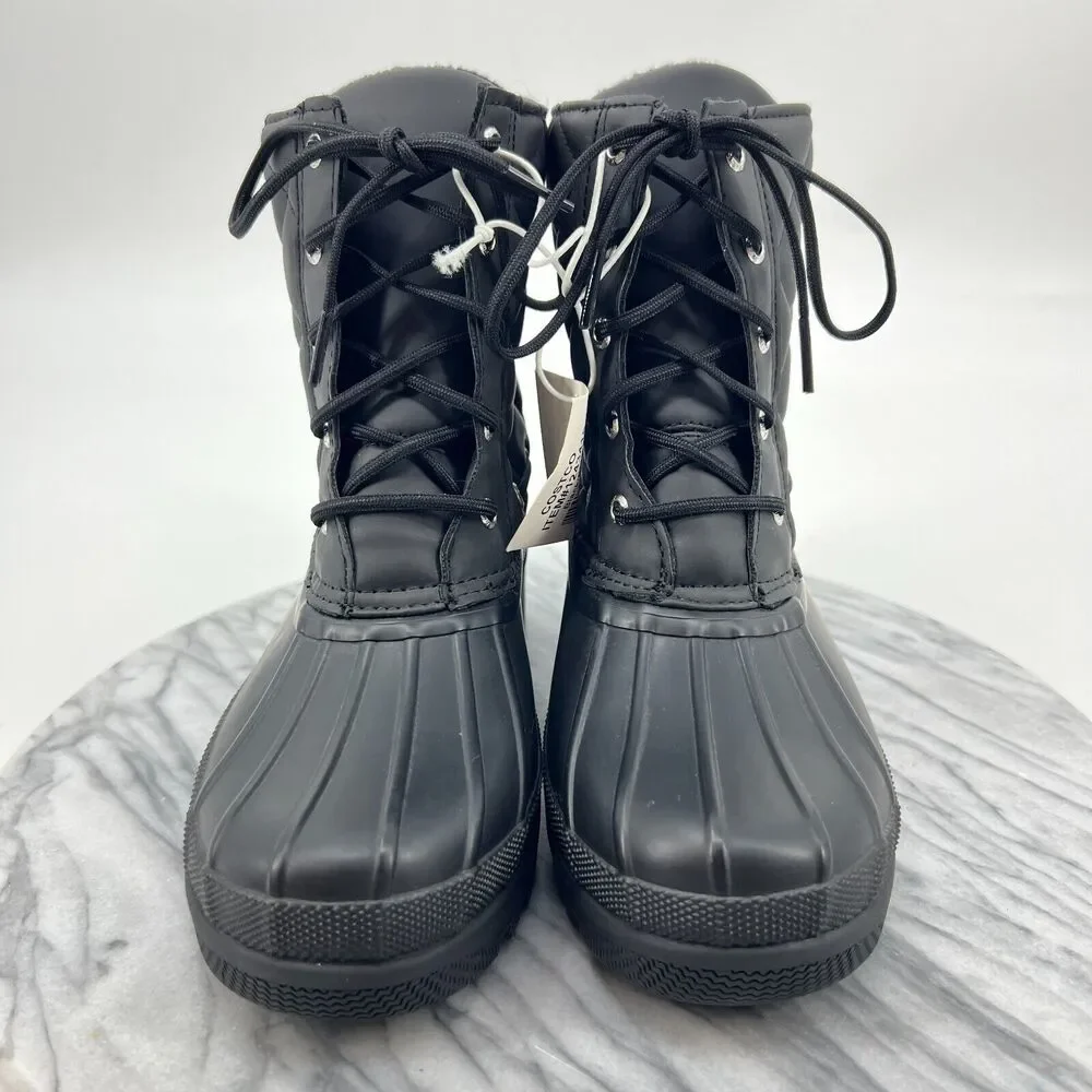Sperry Boots Womens 7 Black Quilted‎ Gosling Waterproof Hiking Duck STS83693