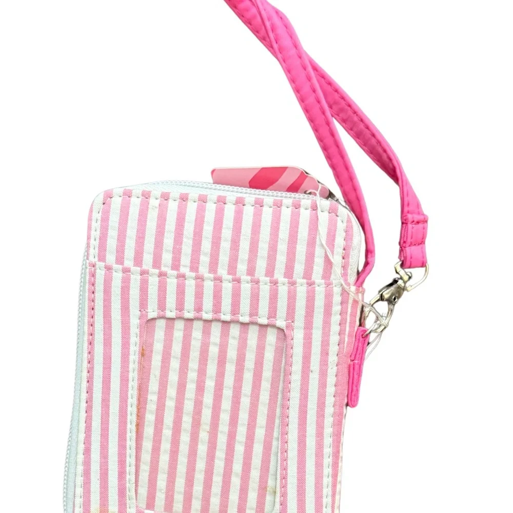 New‎ Pink Seersucker Striped Women's Wristlet Wallet