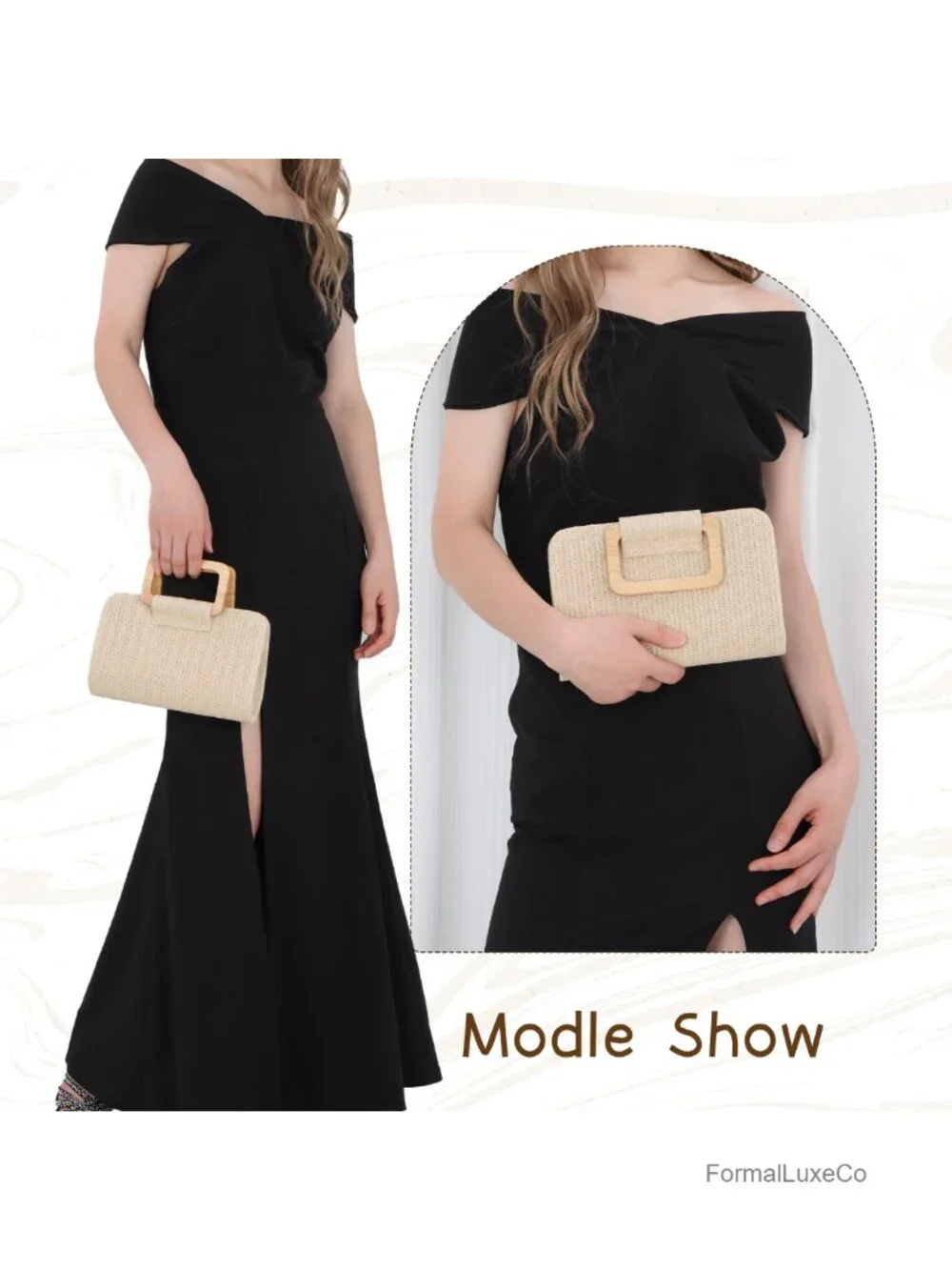 Straw Clutch Purse Women Summer Beach Bag Woven Evening Handbag