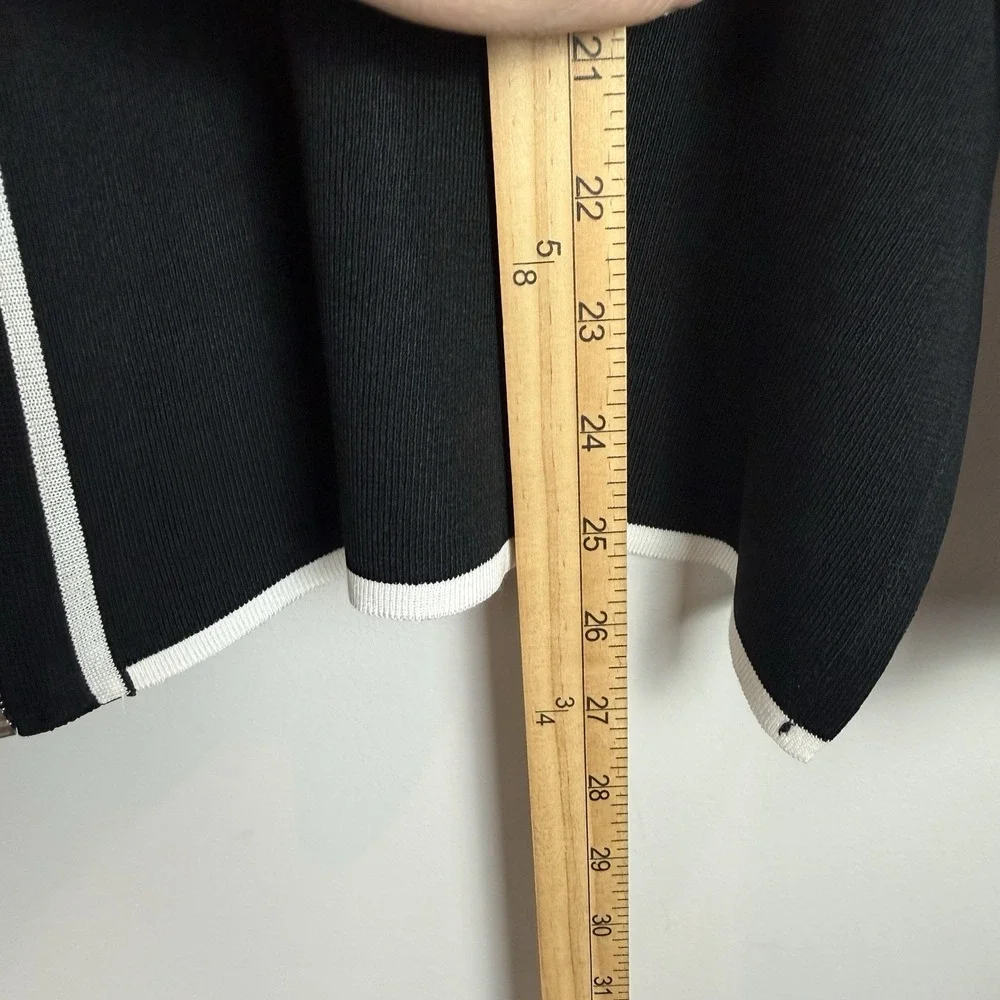Ming Wang Jacket Womens 1X Black White Zipper Contemporary Classic Quiet‎ Luxury