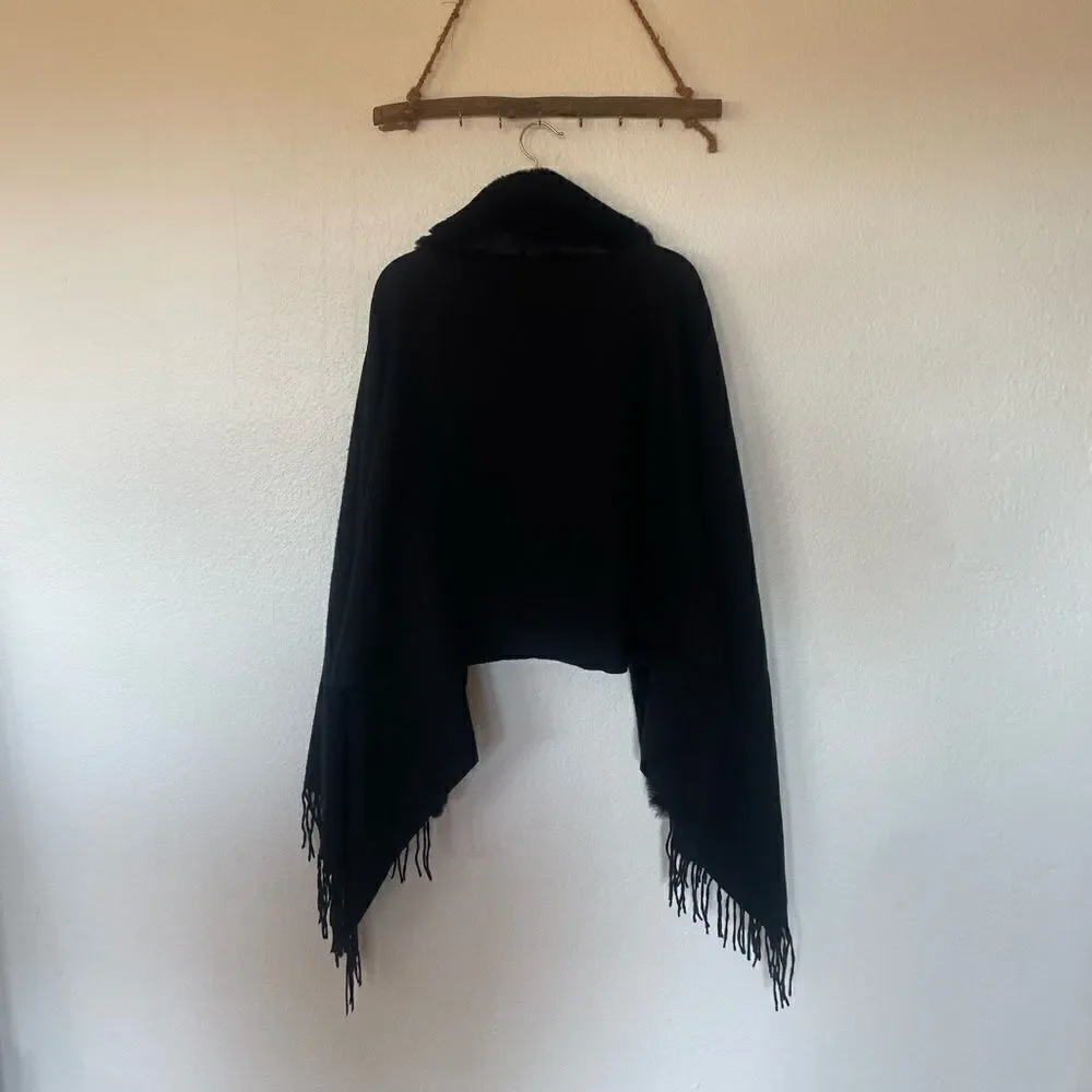 Black faux fur cape