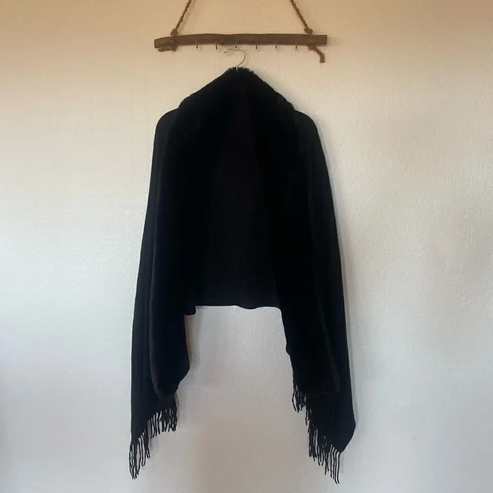 Black faux fur cape