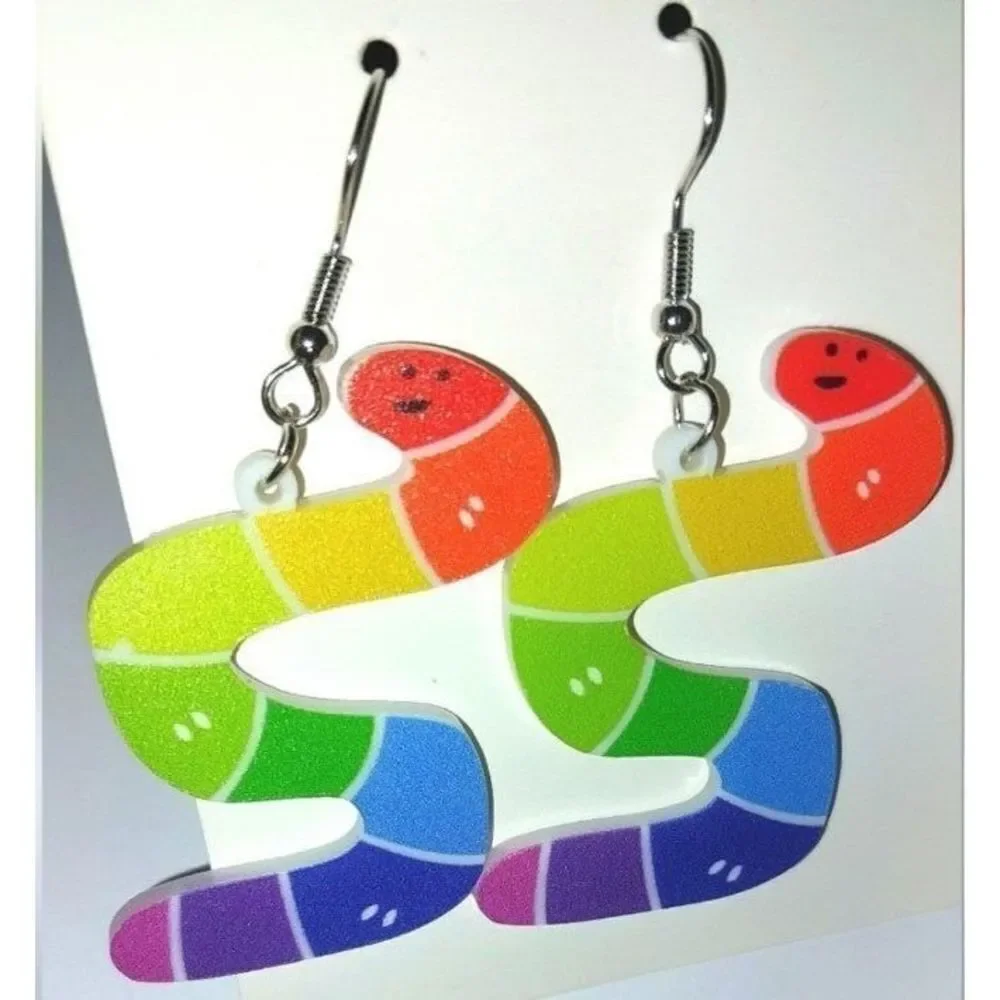 Super cute 5d festive snake rainbow earrings