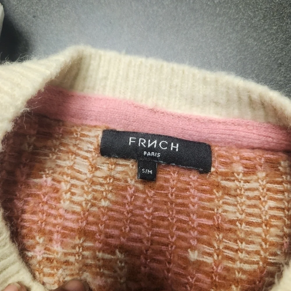 FRNCH Nikki Flower Print Sweater In Geranium Pink Sz.Sm