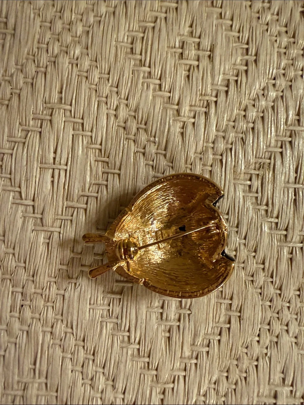 Gold-Tone Ladybug Brooch with Red and Black Enamel